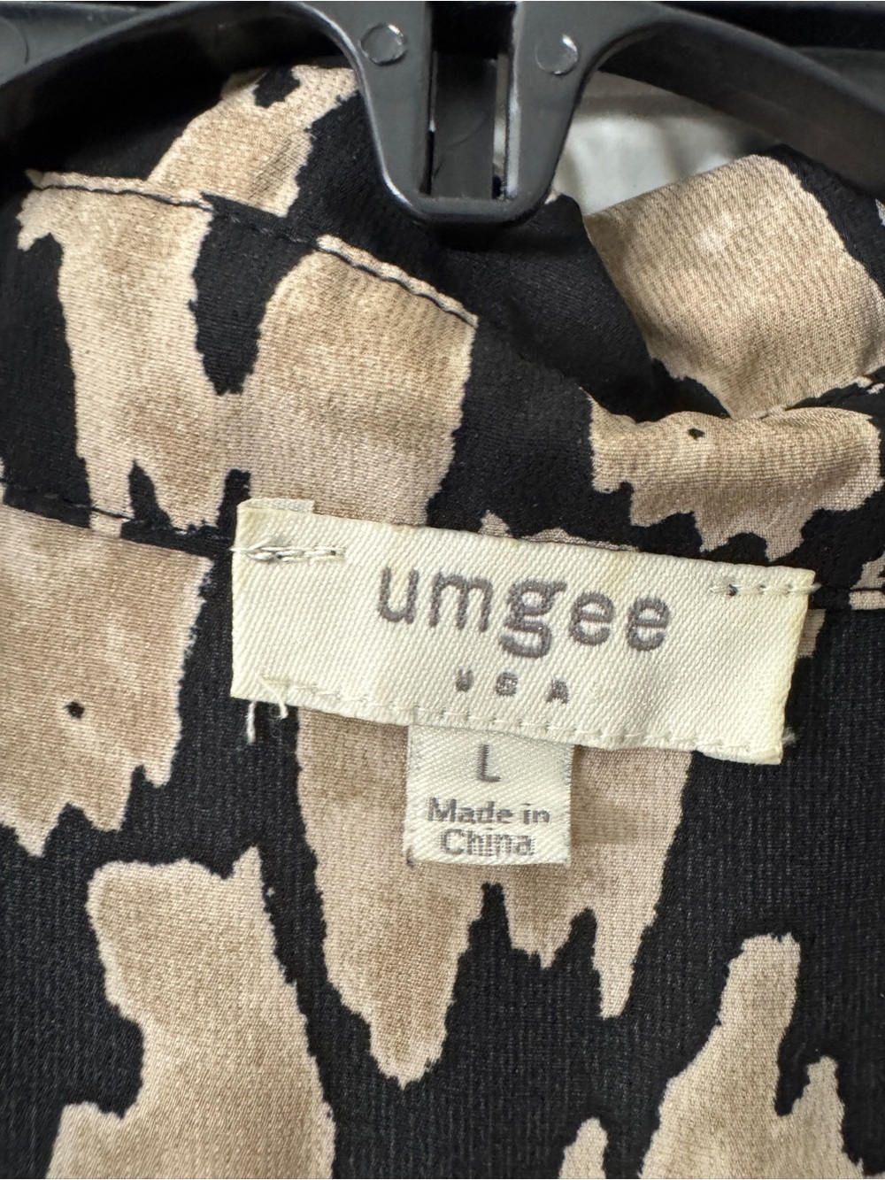 Umgee Black and Beige Tiered Casual Shirt Dress - Picture 5 of 5